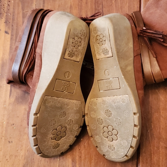Girls Tall Brown Boots Size 1 - Picture 4 of 6